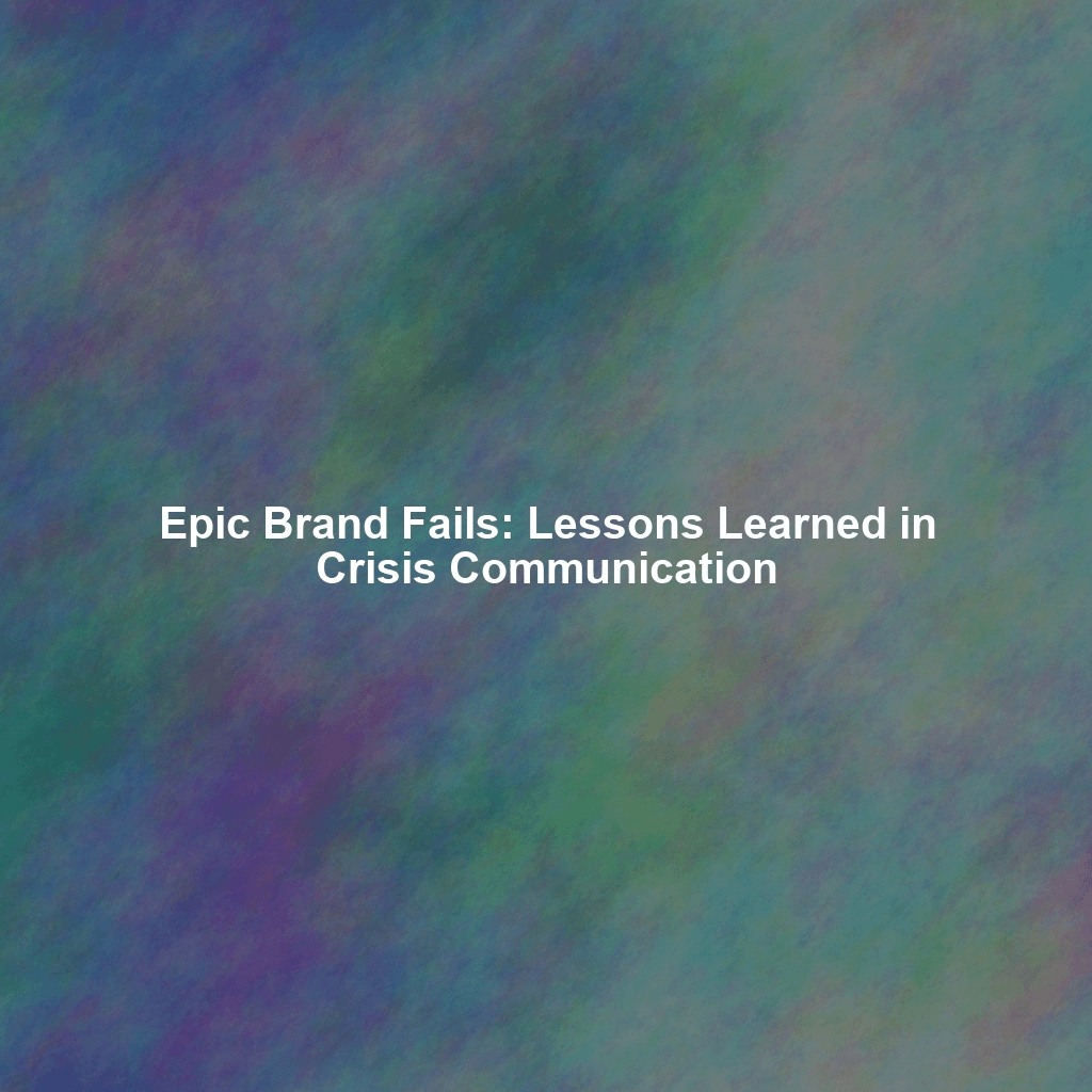 Epic Brand Fails: Lessons Learned in Crisis Communication