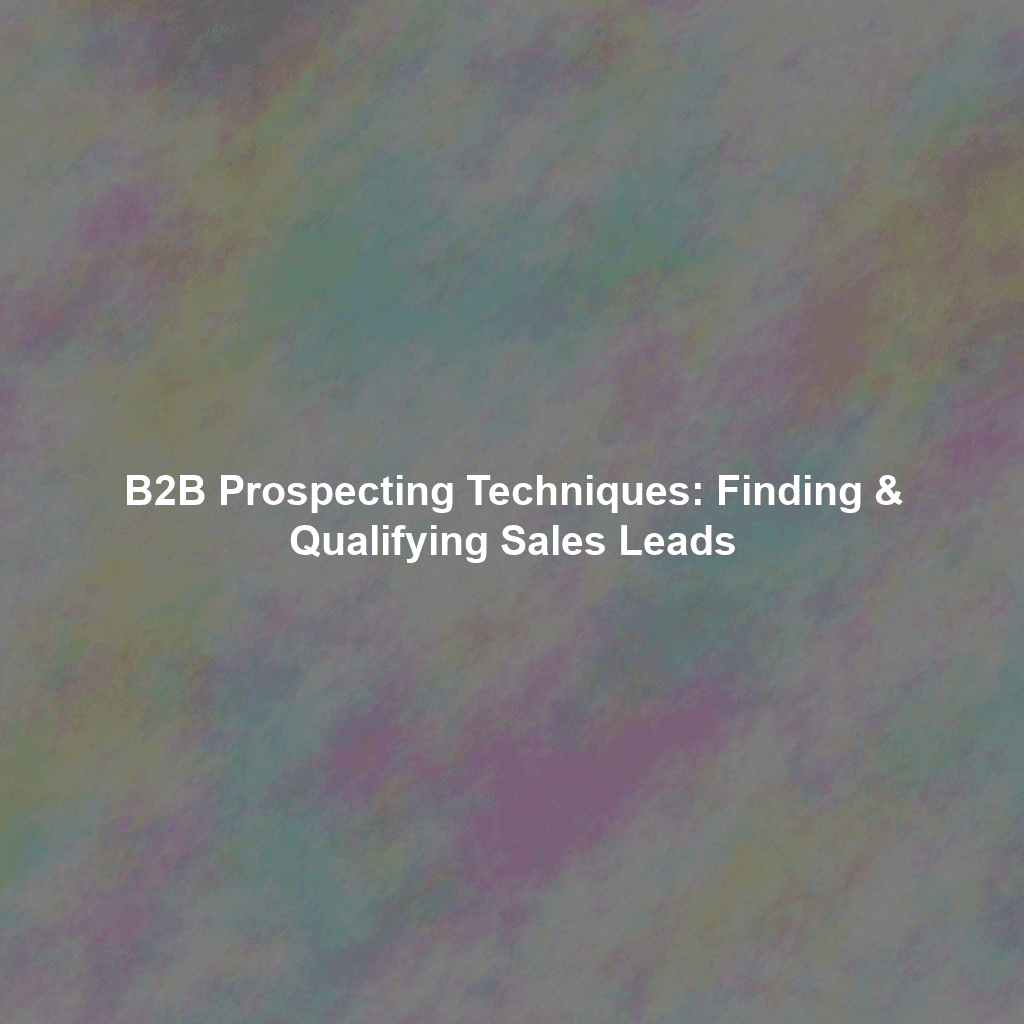 B2B Prospecting Techniques: Finding & Qualifying Sales Leads