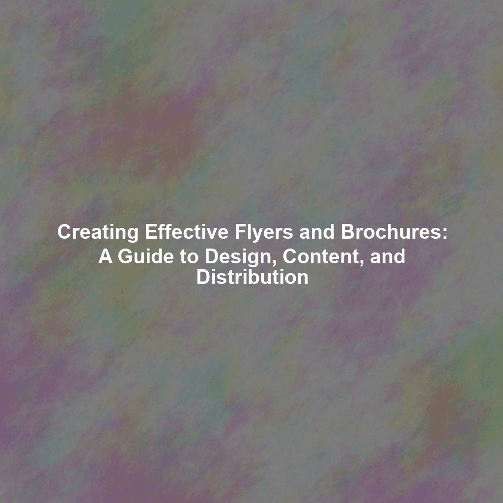 Creating Effective Flyers and Brochures: A Guide to Design, Content, and Distribution