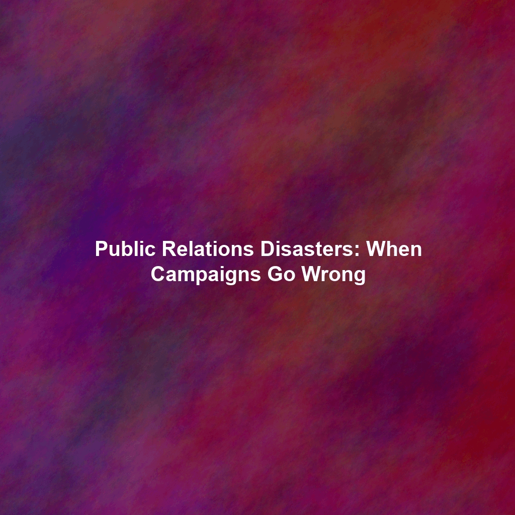 Public Relations Disasters: When Campaigns Go Wrong