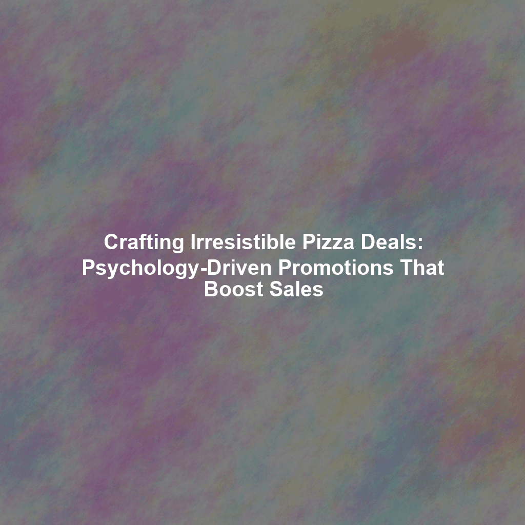 Crafting Irresistible Pizza Deals: Psychology-Driven Promotions That Boost Sales