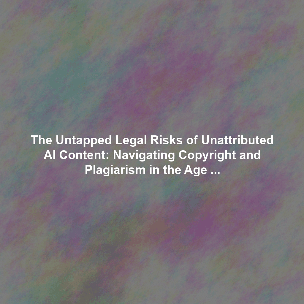 The Untapped Legal Risks of Unattributed AI Content: Navigating Copyright and Plagiarism in the Age of Generative AI - Content Attribution and Source Management in AI Writing