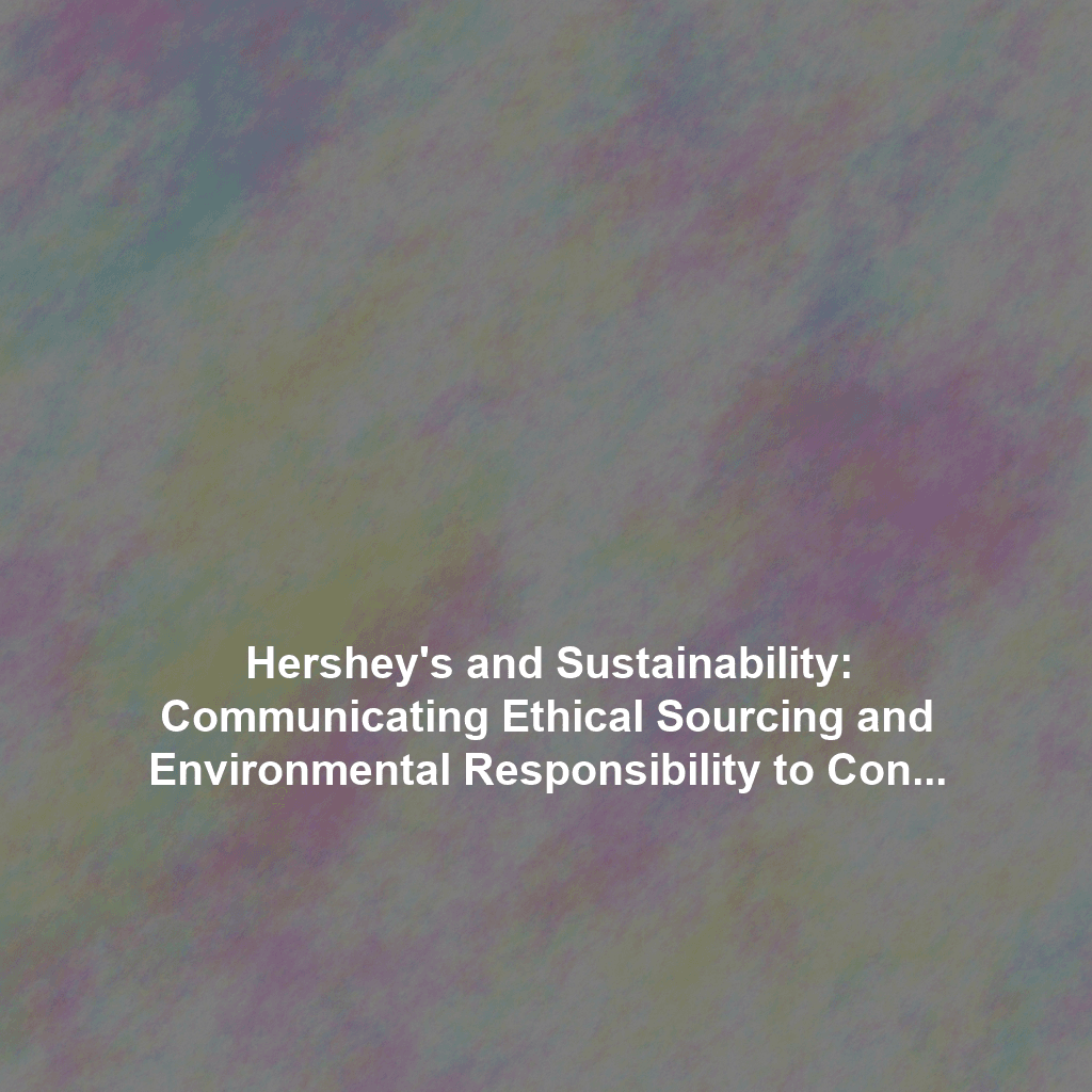 Hershey's and Sustainability: Communicating Ethical Sourcing and Environmental Responsibility to Consumers